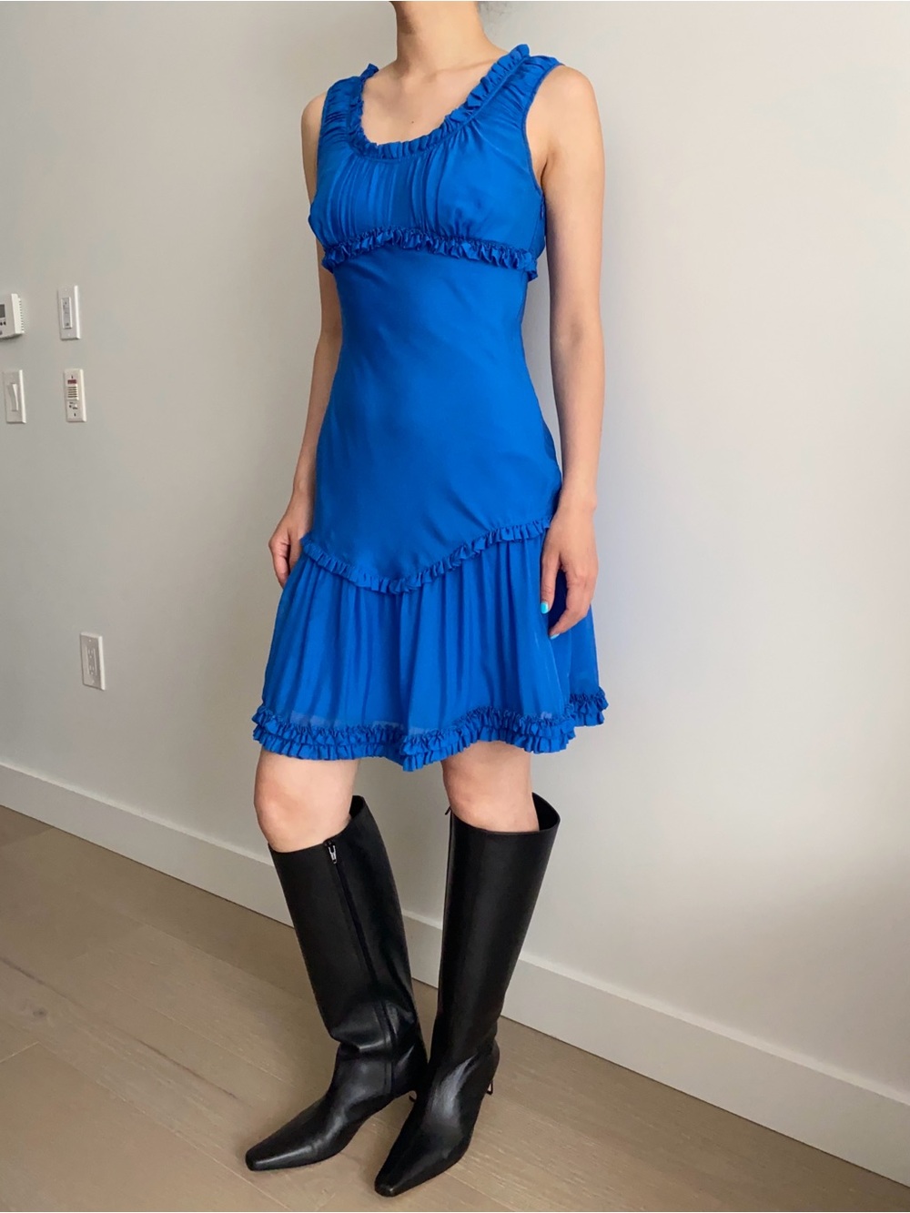 Betsey johnson silk ruffled dress